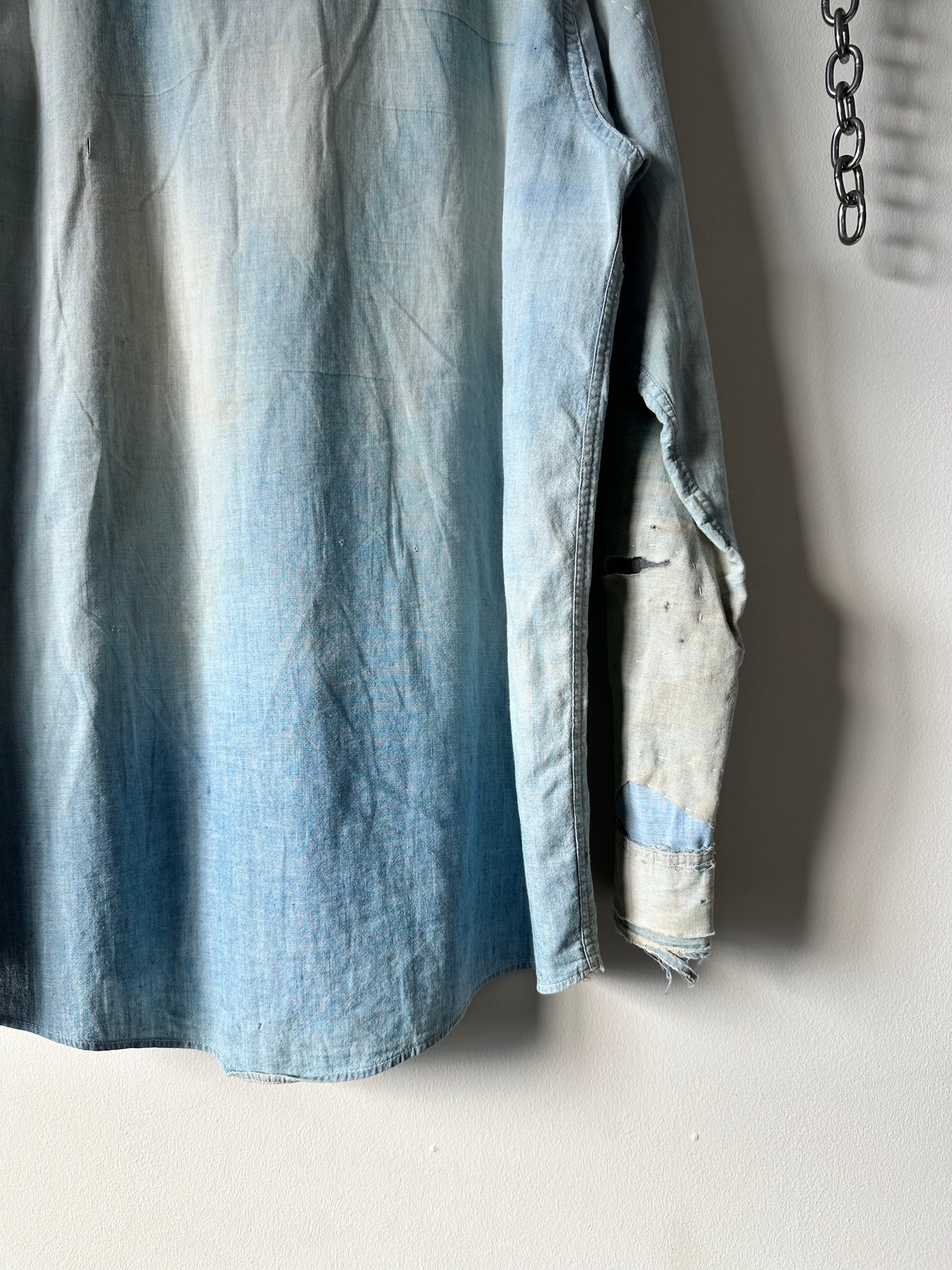 1950s thrashed and repaired compass chambray (23x30)