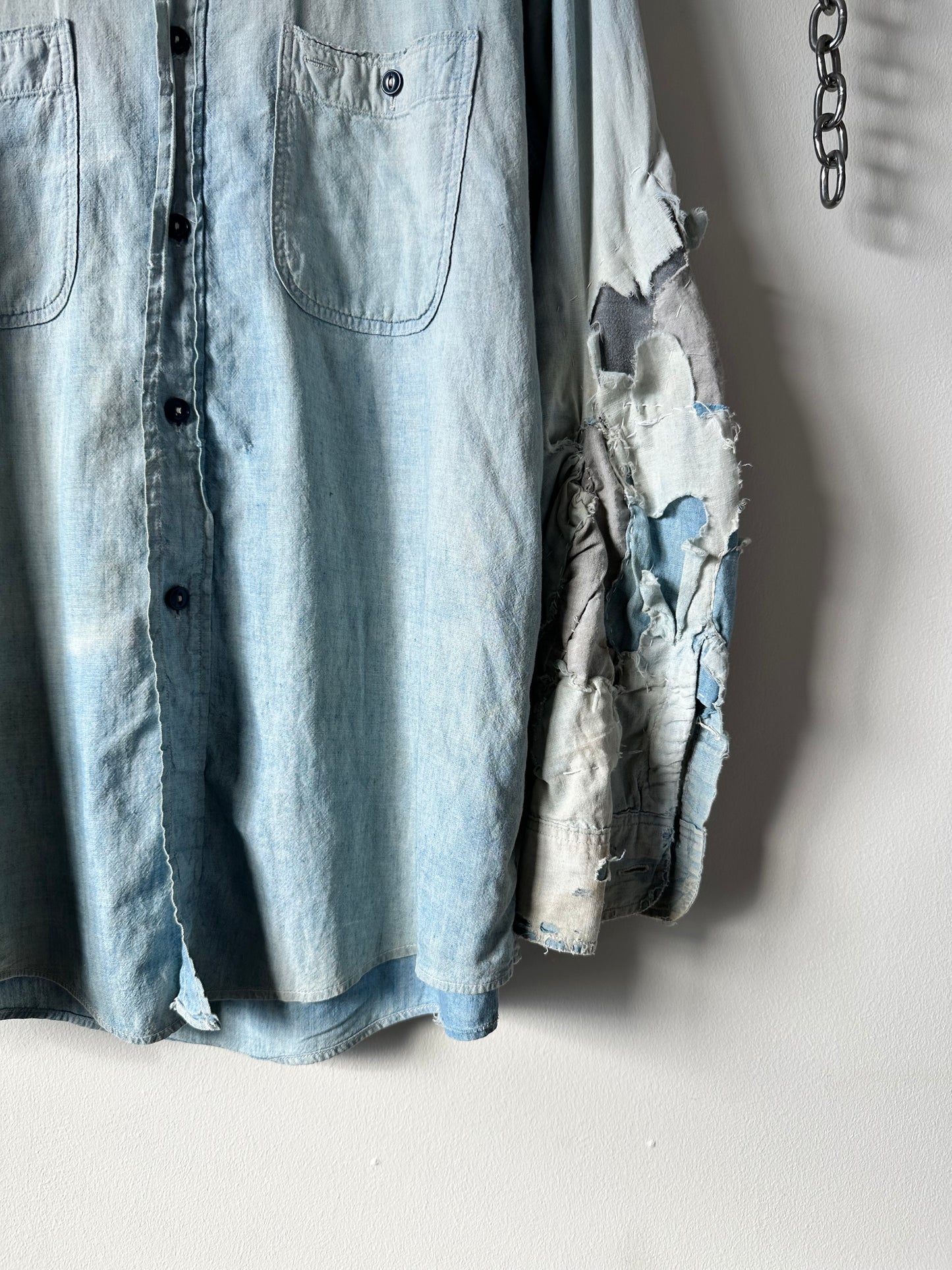 1950s thrashed and repaired compass chambray (23x30)