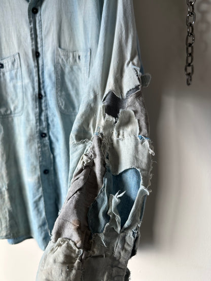 1950s thrashed and repaired compass chambray (23x30)