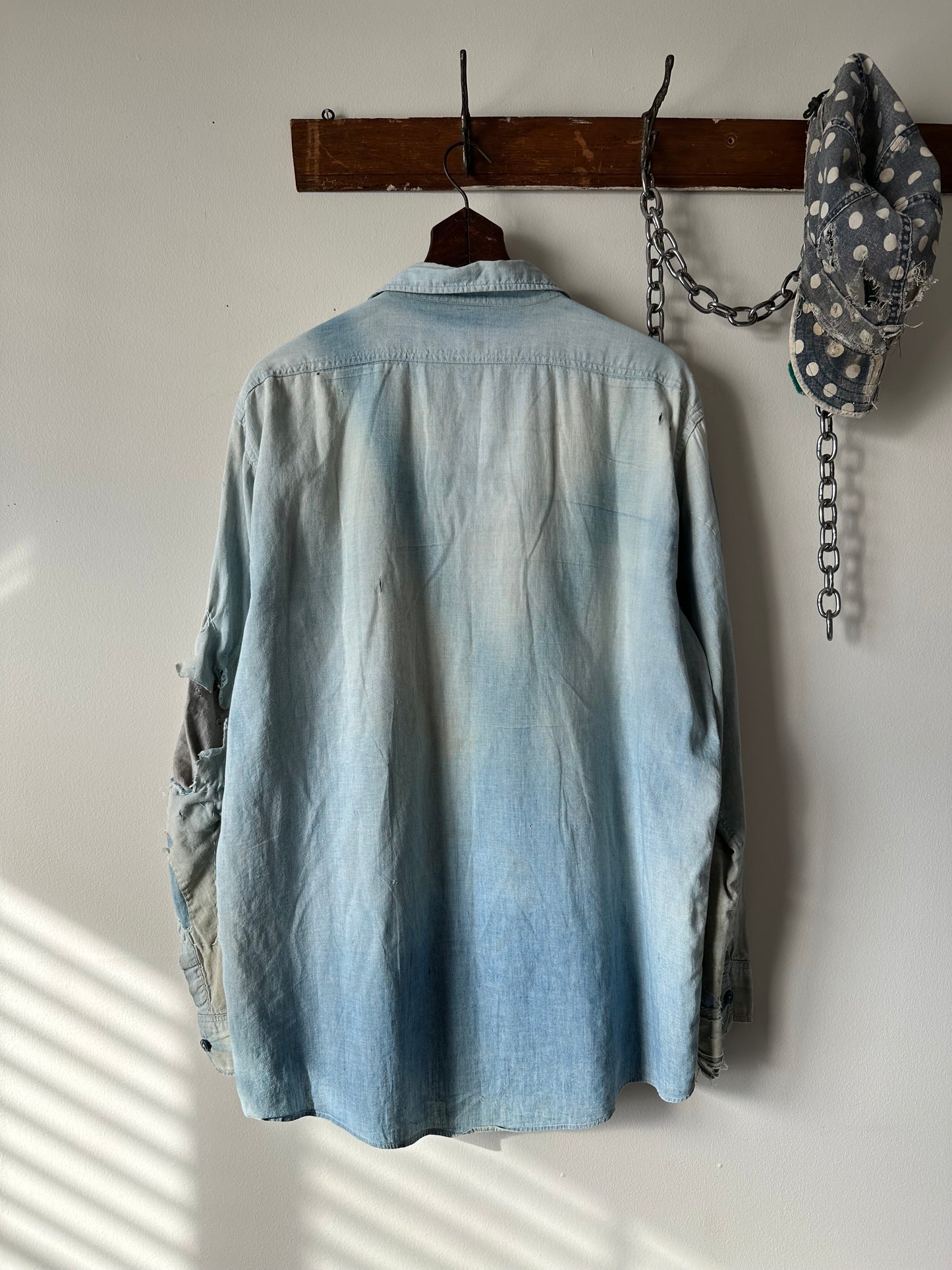 1950s thrashed and repaired compass chambray (23x30)