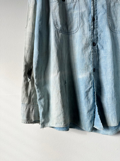 1950s thrashed and repaired compass chambray (23x30)